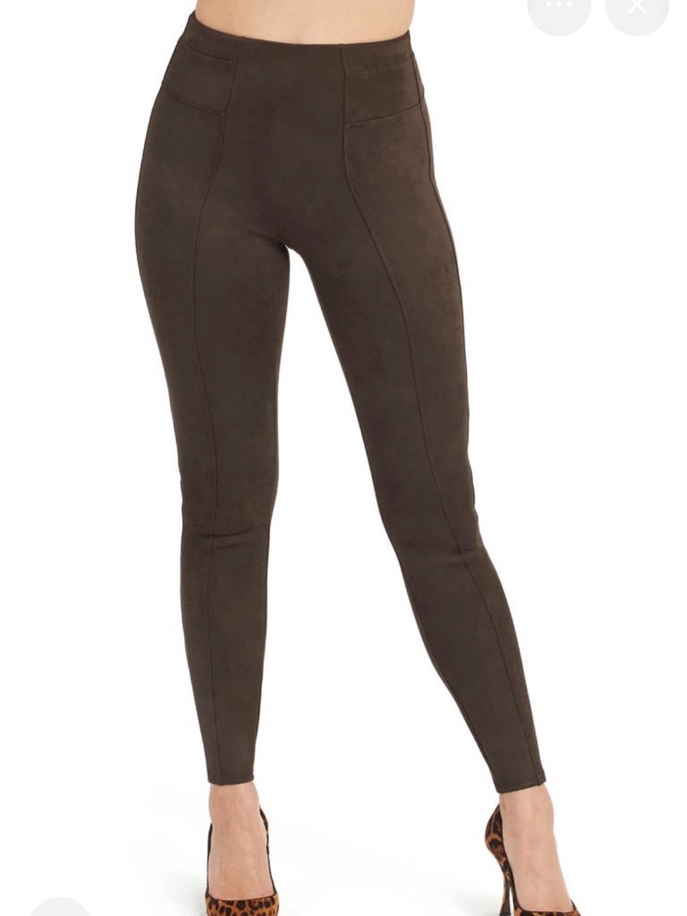 Spanx High-Rise Faux-Suede Leggings - Dark Brown